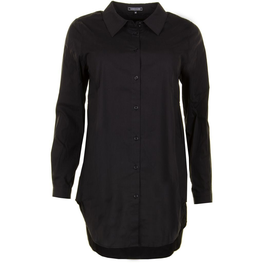 Basis sort skjorte med stræk (1715407454259)