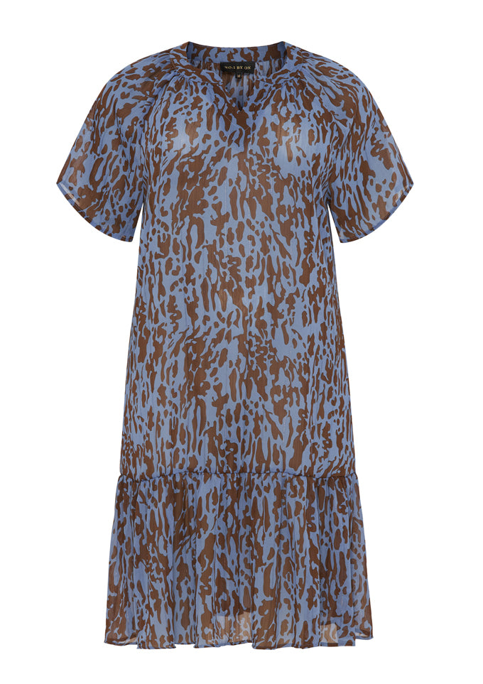 Blå kjole med brun leo print fra No.1 by Ox (7197860429913)