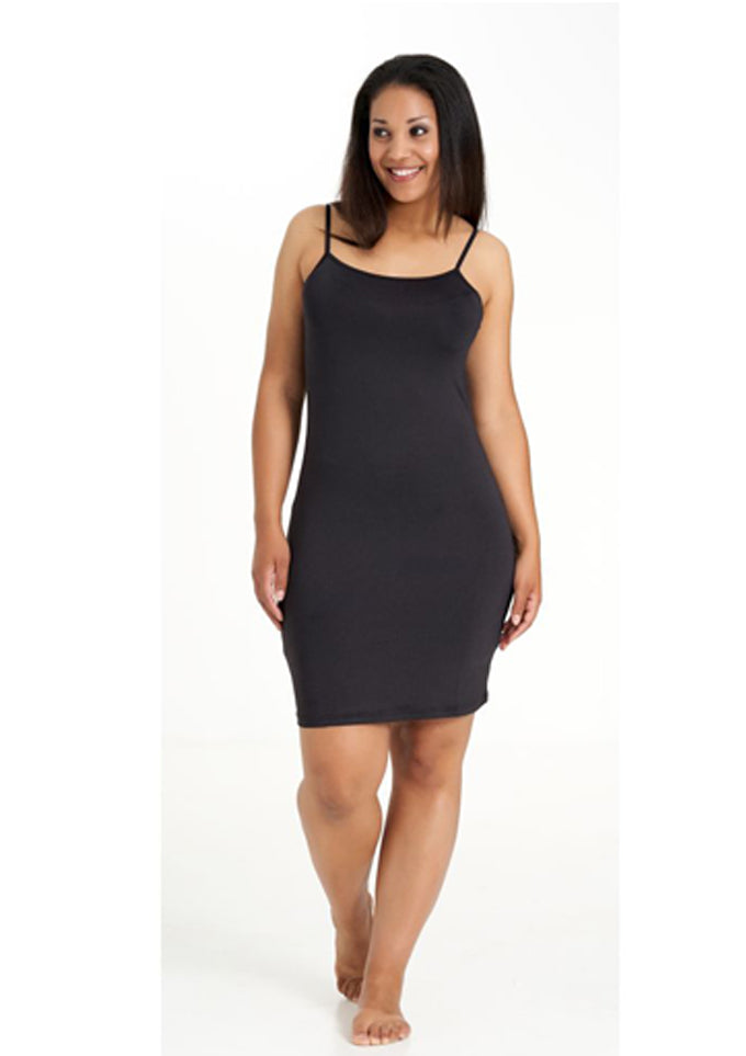 Slip kjole med tynd stropper i sort eller hvid (4576486359129)