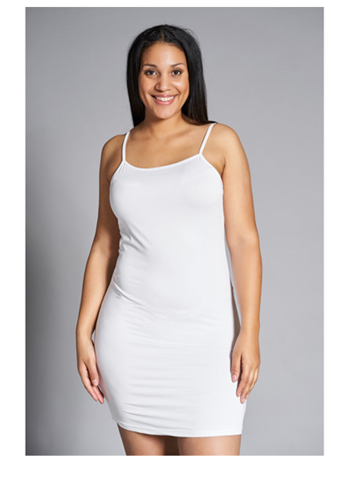 Slip kjole med tynd stropper i sort eller hvid (4576486359129)