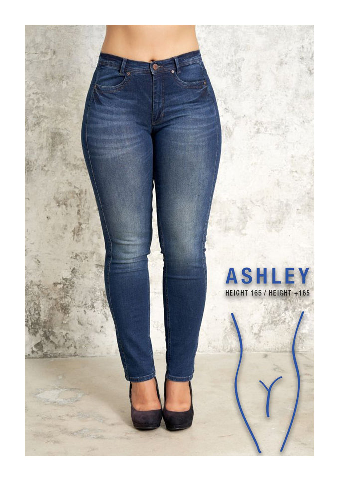 Blå jeans med udvasket effekt - Ashley (op til længde 34) (4775905951833)