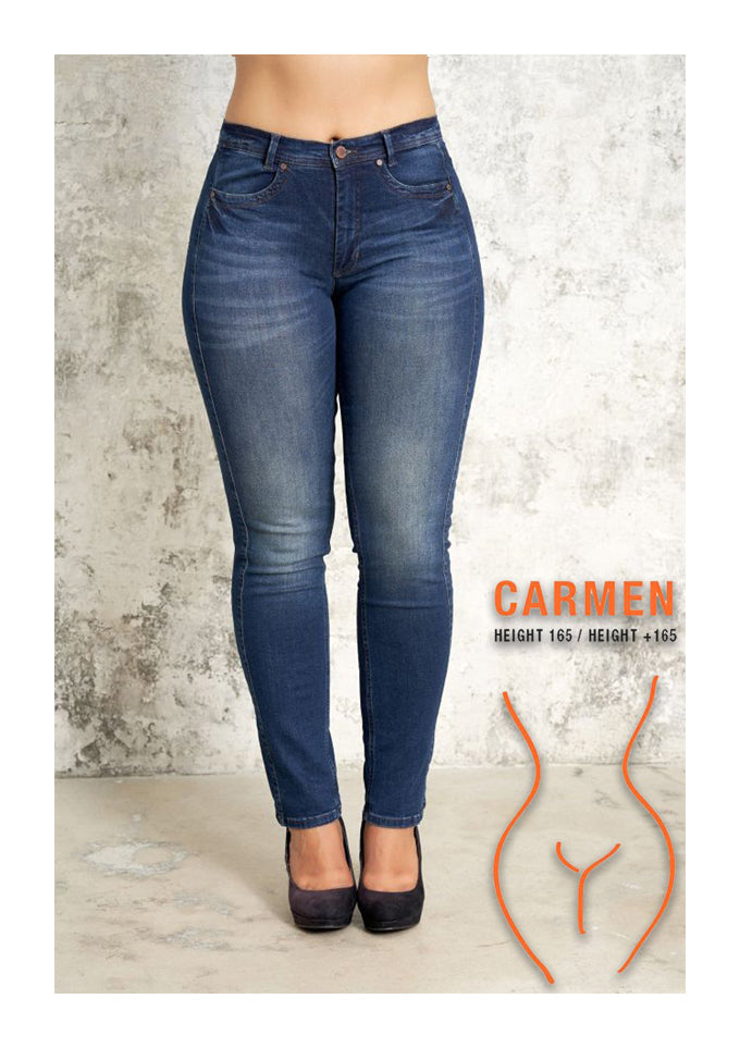 Blå jeans med udvasket effekt - Carmen (op til længde 34) (4775911293017)